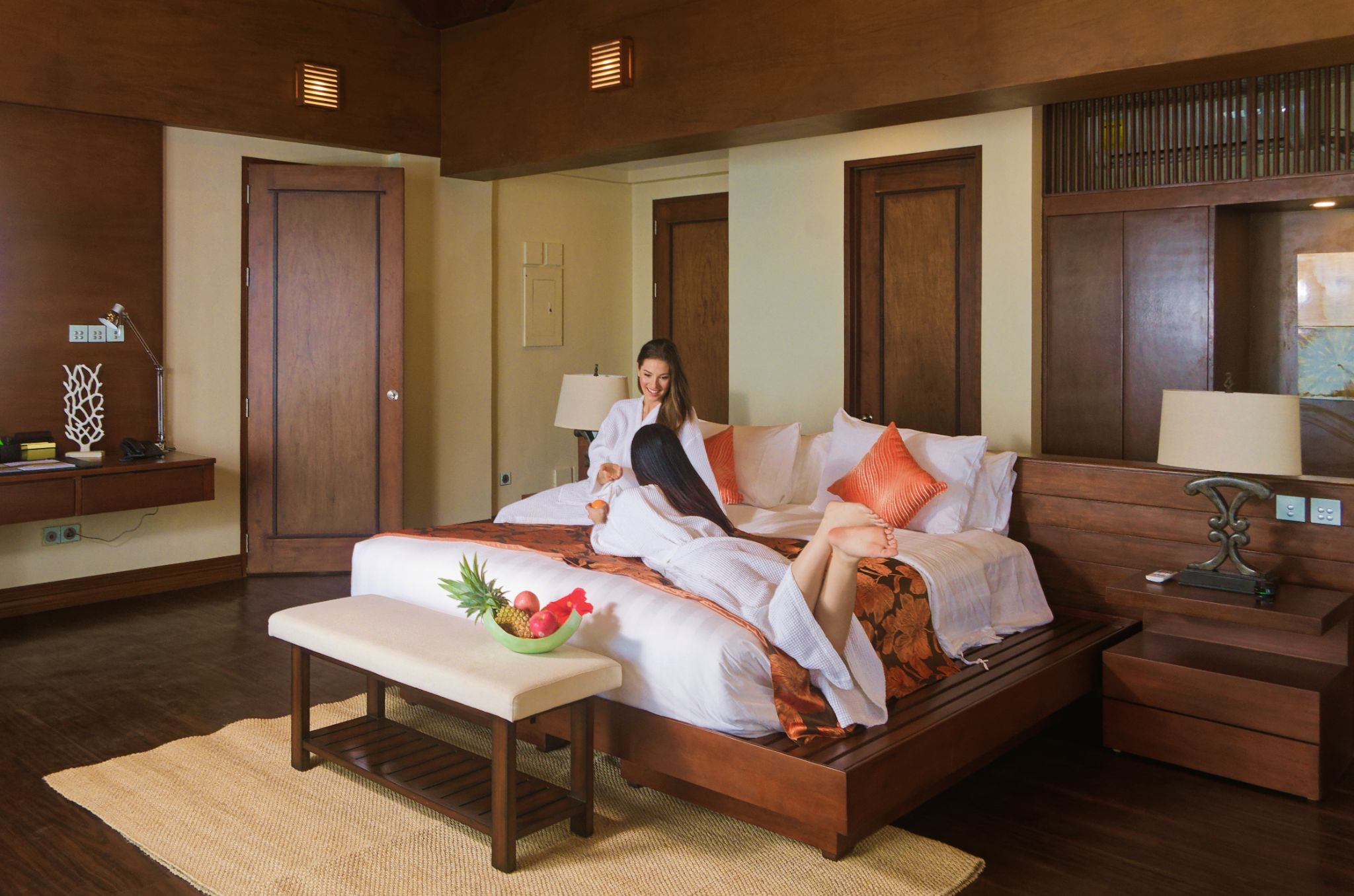 Royal Resort Hotel Villa Bedroom dark timber joinery platform bed